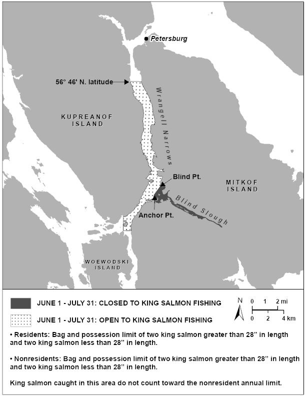 Sport Fishing Regulations for Wrangell Narrows/Blind Slough Terminal Harvest Area in 2024